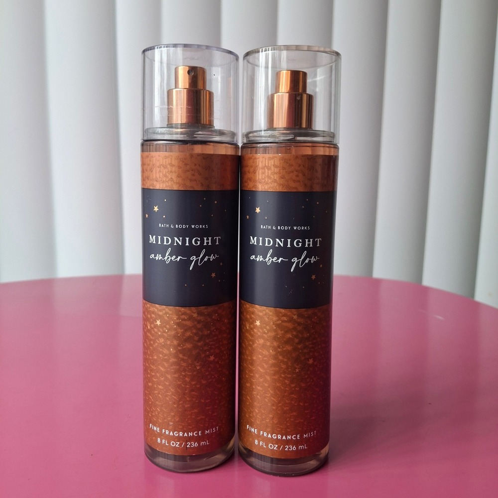 Bath & Body Works MIDNIGHT AMBER GLOW Fine Fragrance Mist 8 oz Set of 2